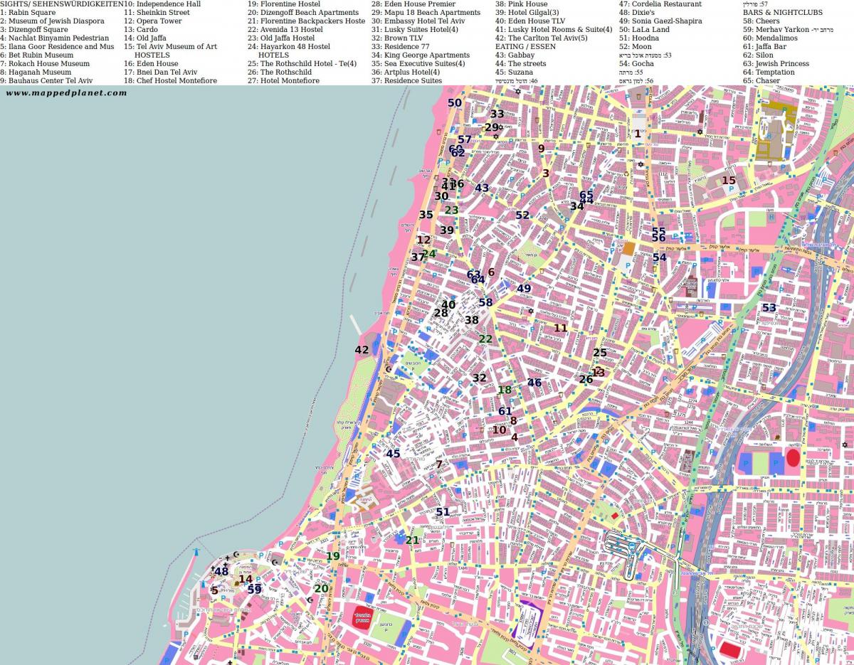 mapa shenkin kalea Tel Aviv