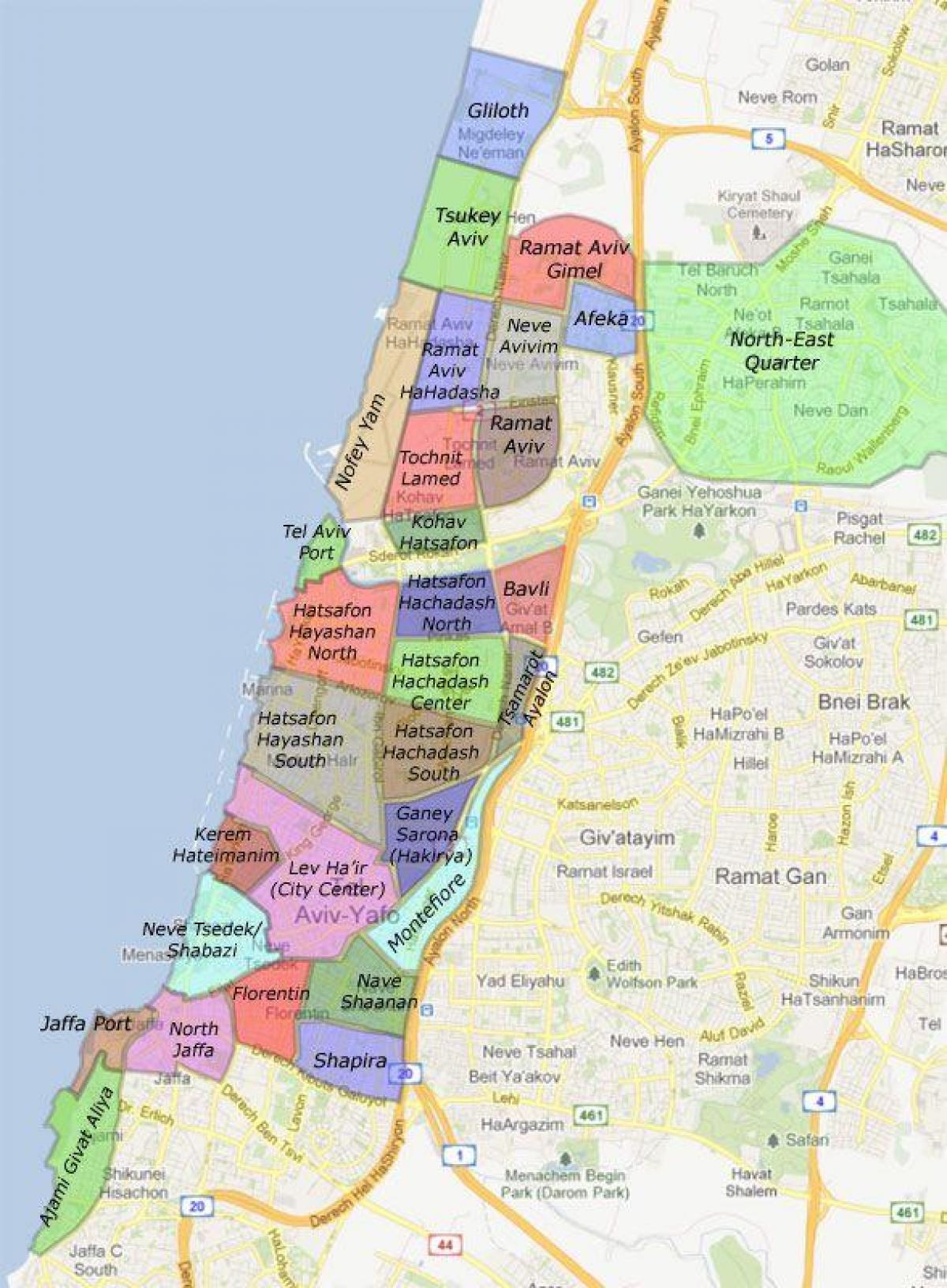 Tel Aviv auzo mapa