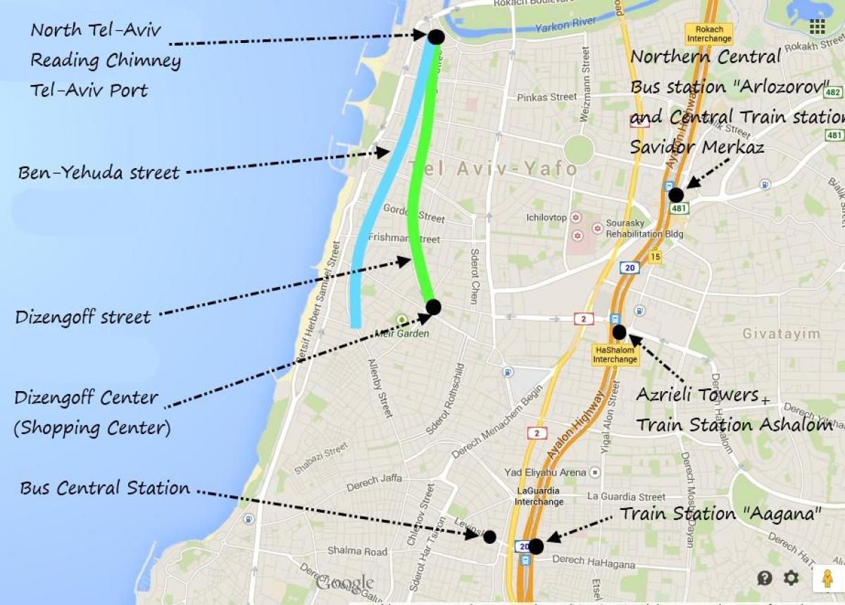 mapa Tel Aviv garraio publikoa