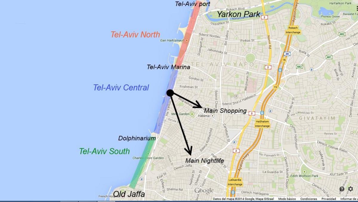 mapa Tel Aviv gaueko