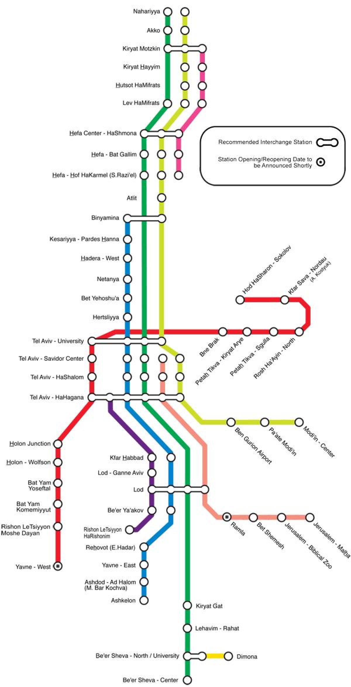 Tel Aviv, tren-geltokiak mapa
