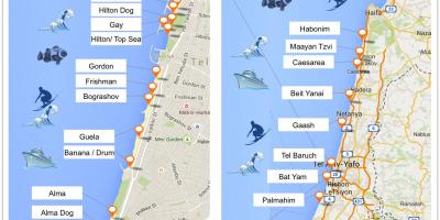 Mapa Tel Aviv hondartzak